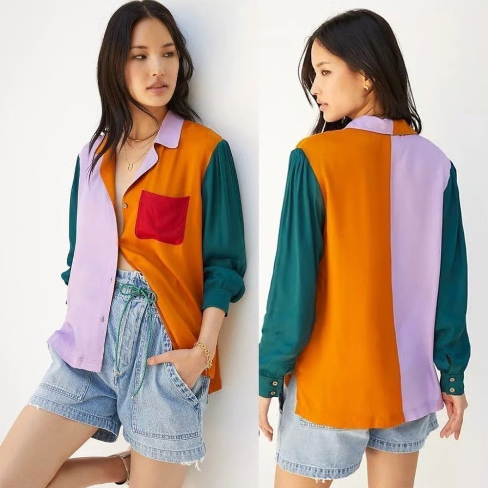 FARM Rio Colorblock Blouse - Orange, Purple, Green, Red - Picture 2 of 2